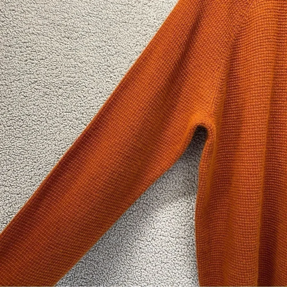 NEW [Read] J. Crew Mens 100% Cashmere Waffle Sweater Burnt Orange Sz XL